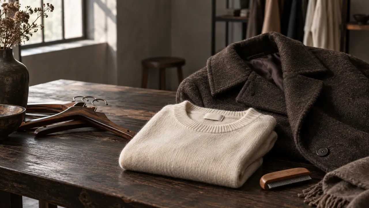 Pull vintage en laine et cachemire dans des tons naturels