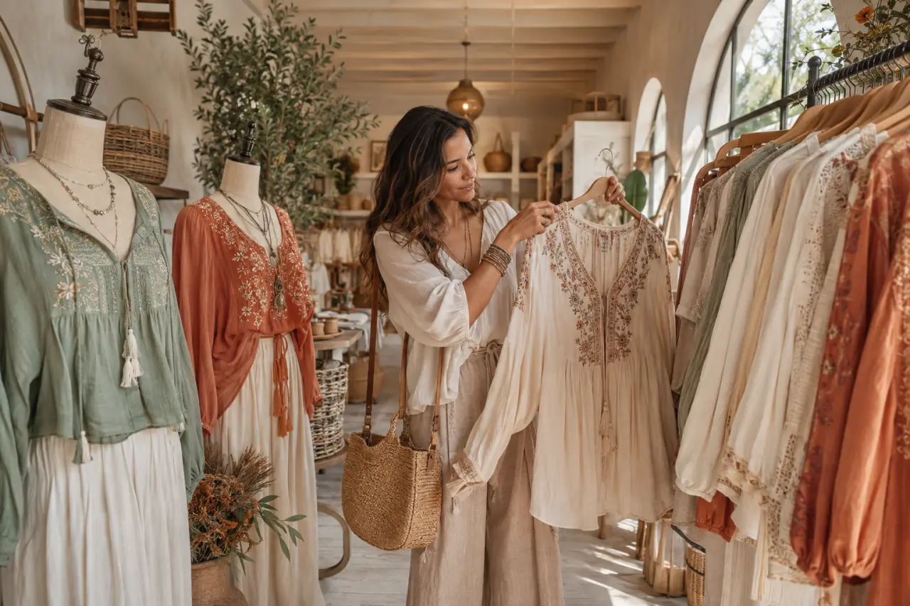 Haut bohème femme : fluidité, broderies et coupes qui flattent la silhouette