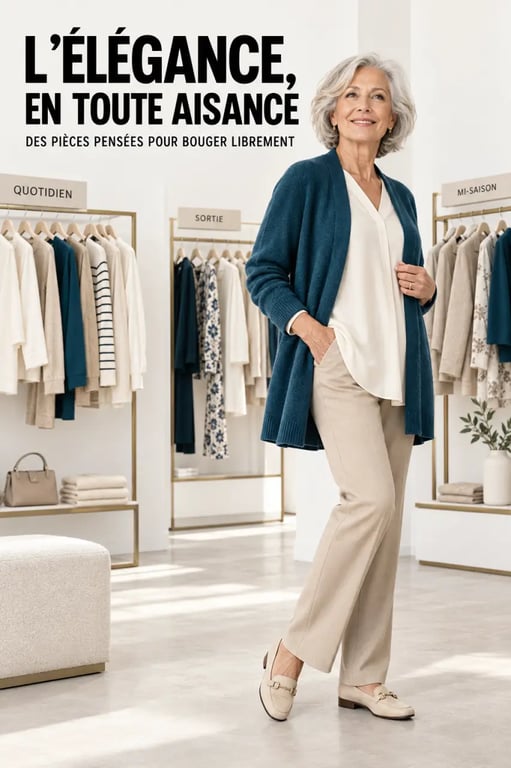 Femme de 70 ans choisissant des vêtements dans un magasin de vêtements pour femme 70 ans