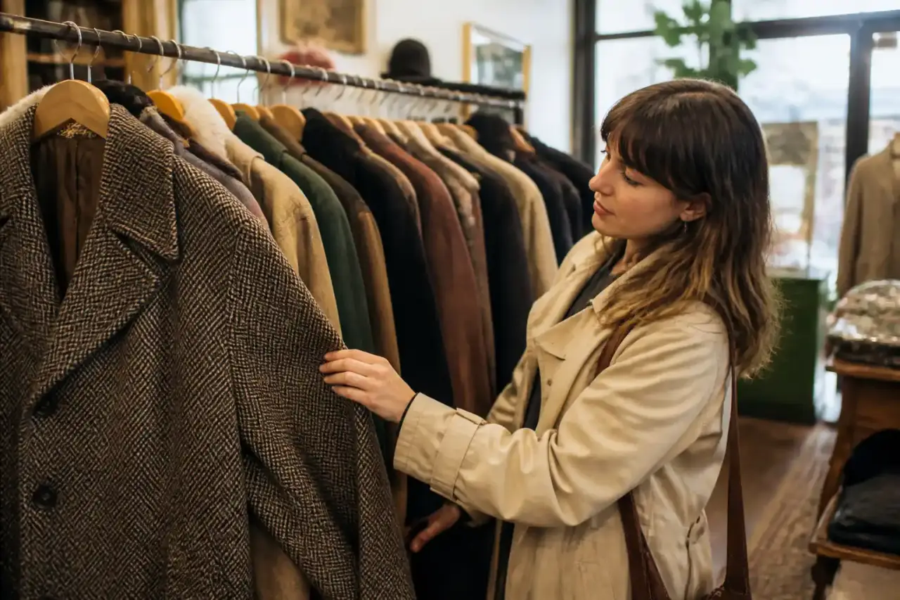 Femme portant un trench-coat vintage intemporel dans une ruelle parisienne