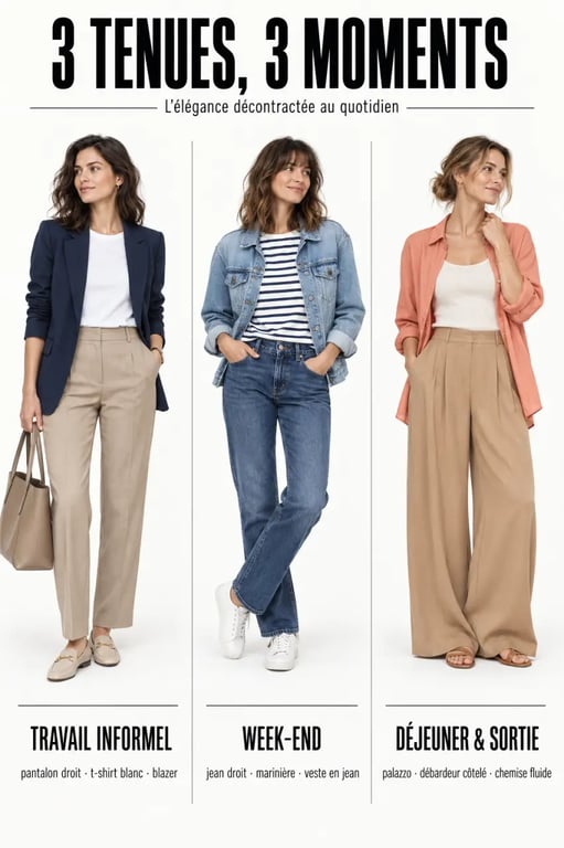 Idées de tenue décontractée femme pour le travail, le week-end et une sortie
