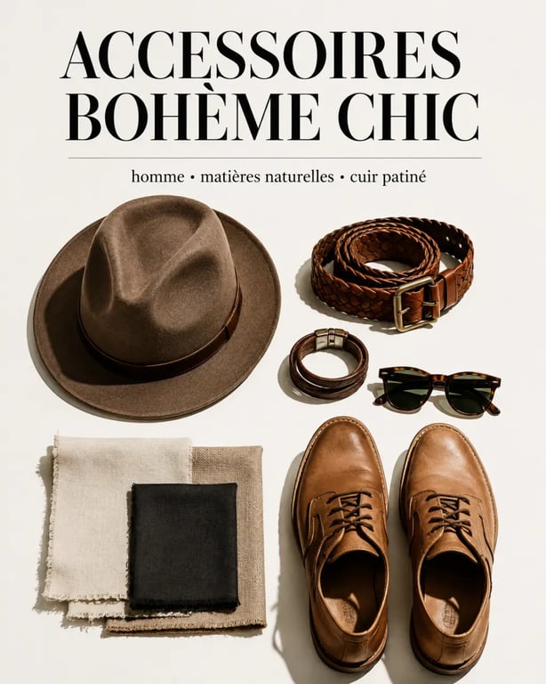 Style bohème chic pour homme : accessoires naturels et élégants pour compléter une tenue bohème