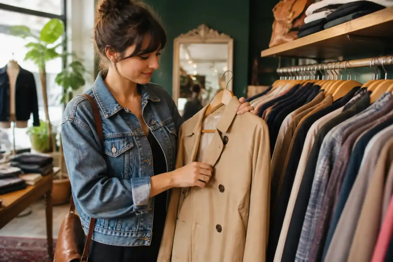 Femme portant un trench-coat vintage intemporel dans une ruelle parisienne