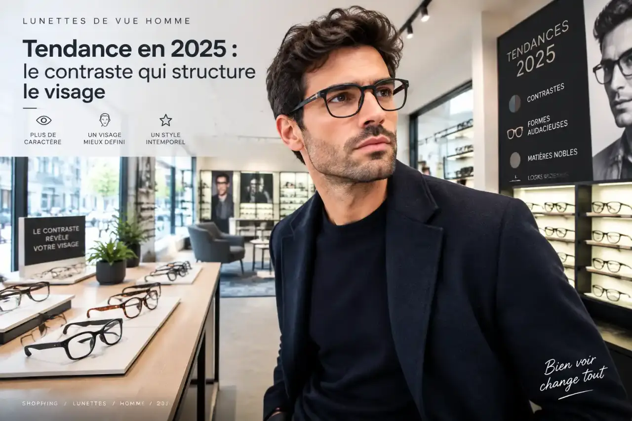 Lunettes de vue homme tendance en 2025 : le contraste qui structure le visage