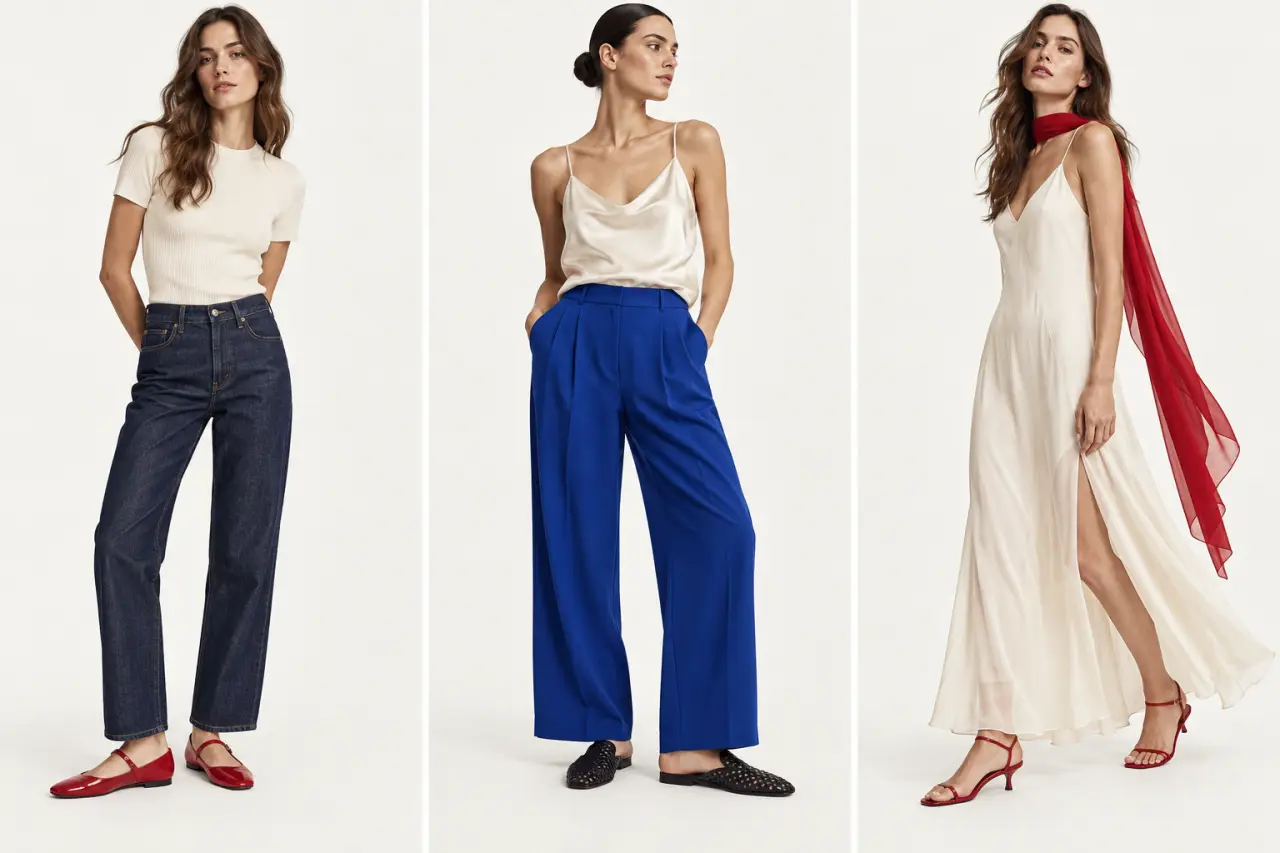 Idées de tenues avec des chaussures tendance 2026, du jean droit à la robe fluide