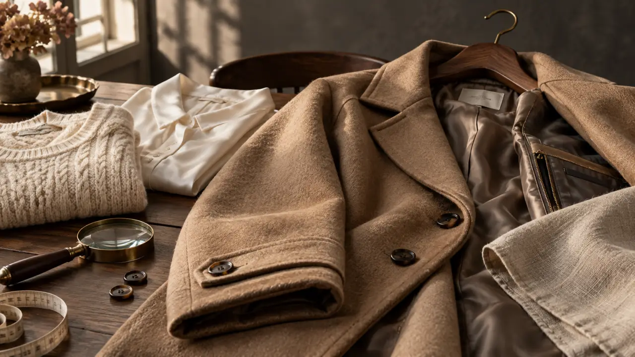 Sélection de vêtements vintage aux matières naturelles sur un portant