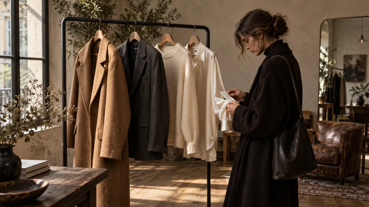 Sélection de vêtements vintage intemporels sur un portant