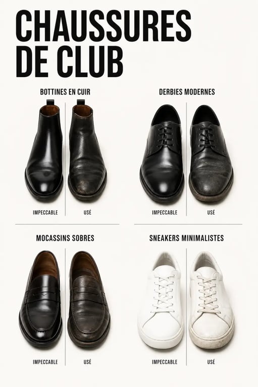 Tenue pour sortir en boite homme : les chaussures adaptées à l’entrée et au dress code