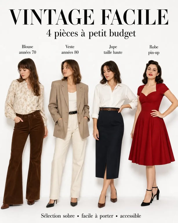 Vêtement vintage pas cher pour femme décliné en plusieurs styles rétro faciles à porter
