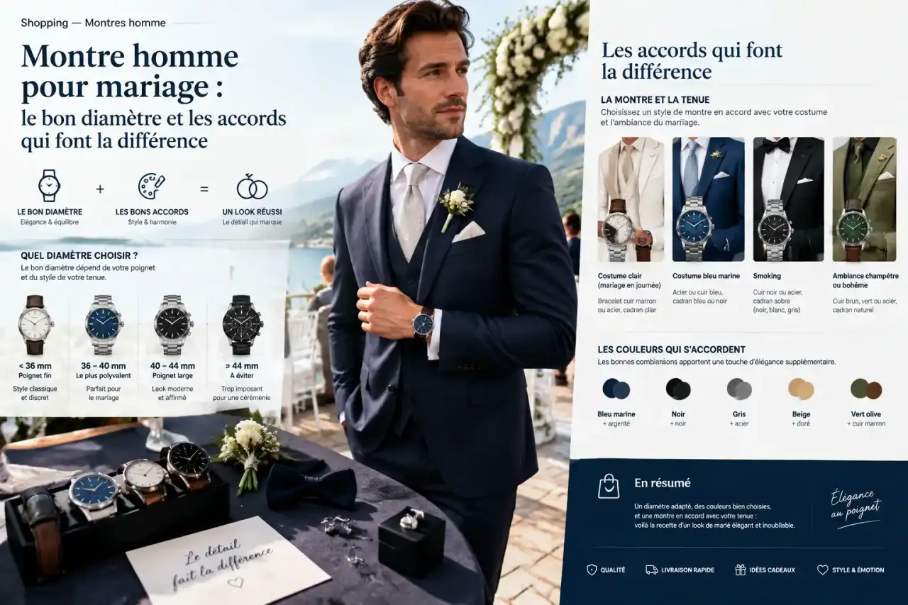 Montre homme pour mariage : le bon diamètre et les accords qui font la différence