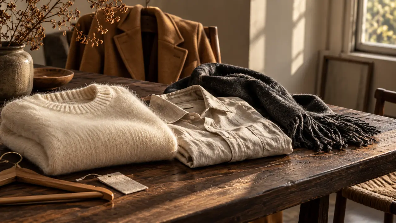 Garde-robe saisonnière composée de pièces en cachemire, lin et laine