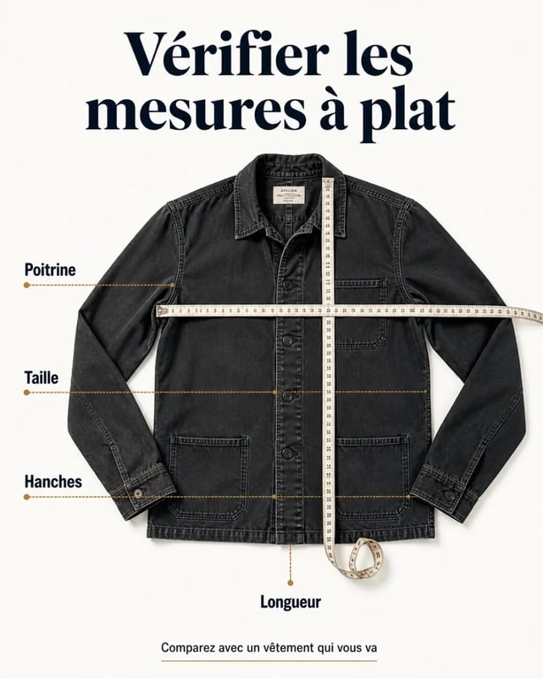 Vêtement vintage pas cher pour femme mesuré à plat avec mètre ruban avant achat