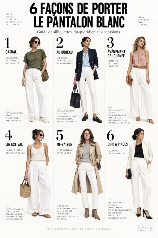 Comment porter un pantalon blanc selon le style, la saison et l'occasion