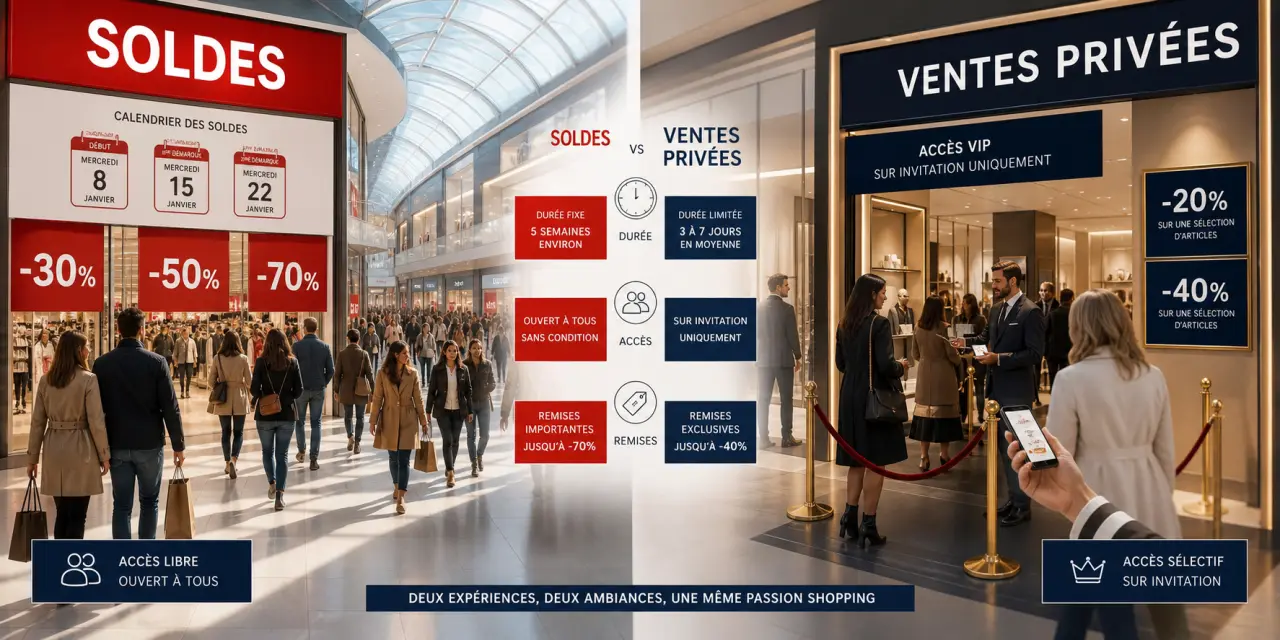 Soldes ou ventes privées : comprendre les écarts de durée, d’accès et de remises