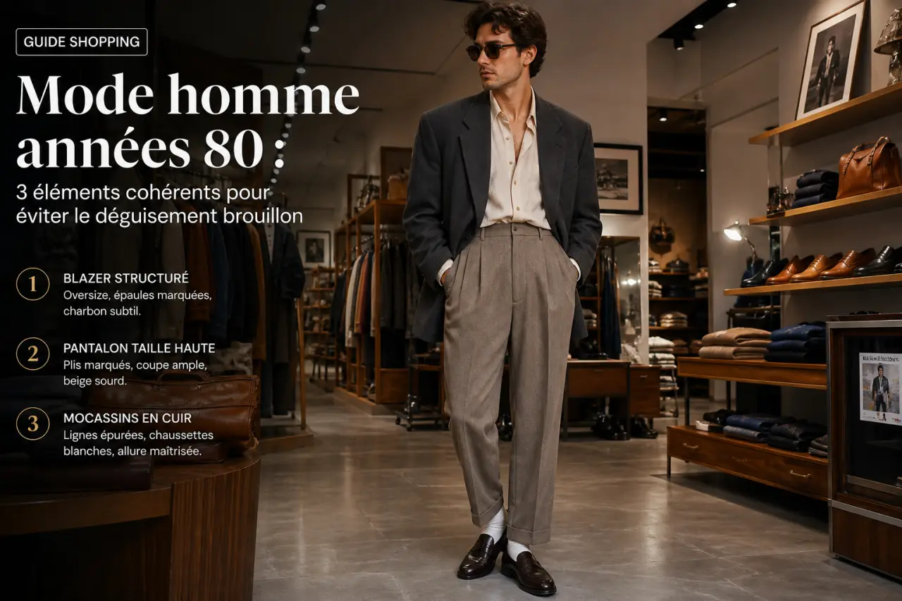 Mode homme années 80 : 3 éléments cohérents pour éviter le déguisement brouillon